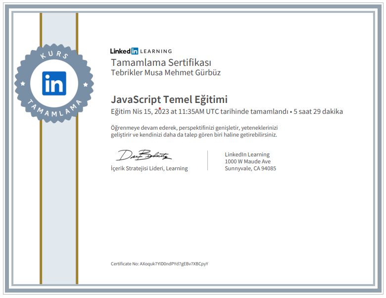 Javascript Certificate